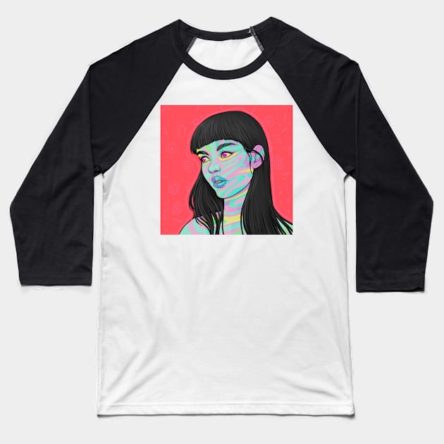 PSYCHODELIC GIRL Baseball T-Shirt by felixantosart